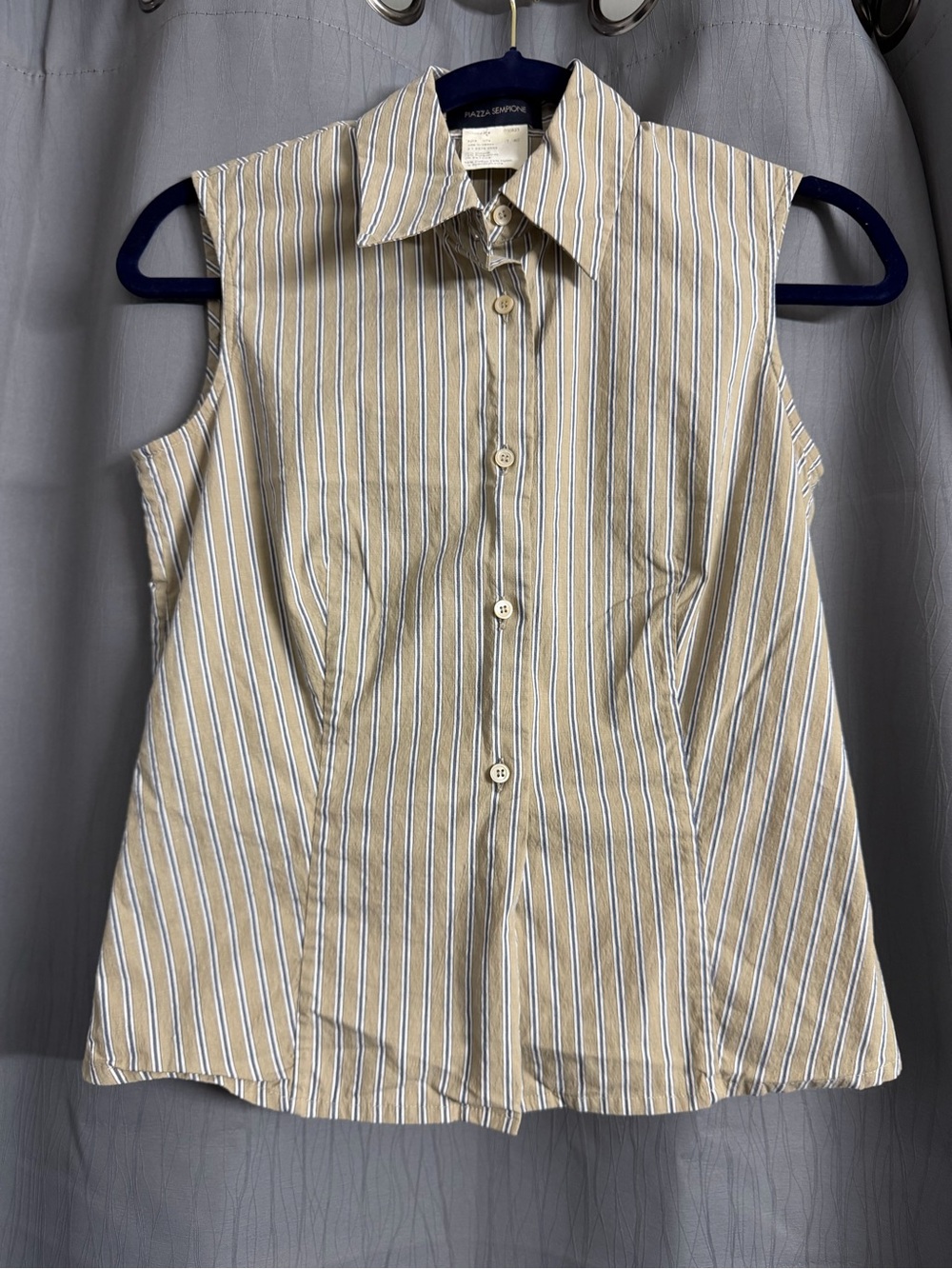 Piazza Sempione Striped Sleeveless Button Up Blouse Italy IT 40 US 4